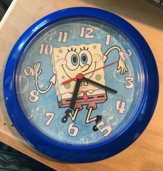 Rare 2002 Plastic Spongebob Squarepants Kids Wall Clock -