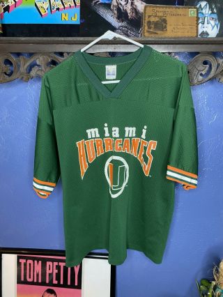 Vintage Miami Hurricanes Jersey T Shirt Mens Xl 1990s Green