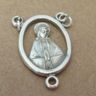 Blessed Mother Sacred Heart Of Jesus Rosary Middle Center Sterling Silver 1 " 2.  4