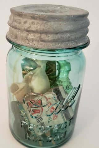Vintage Ball Mason Jar (1923 - 1933) With Trinkets Inside