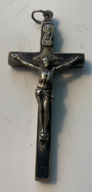 Antique Ebony,  Engraved Crucifix,  Found In France,  Lovely Detail