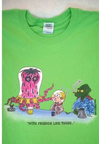 With Friends Like These Sci - Fi Famous Monsters Cartoon T - Shirt Xl 100 Cotton