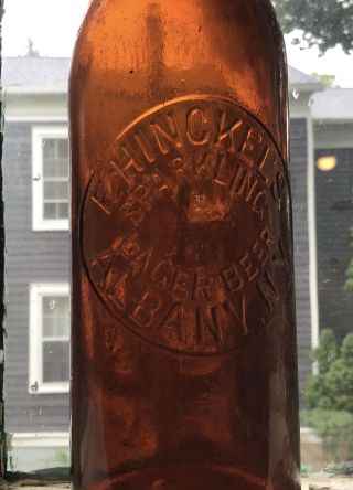 Amber F.  HINCKEL ' S,  SPARKLING LAGER BEER,  ALBANY,  NY blob top beer,  ca.  1885 2