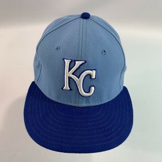 Kansas City Royals Light Blue Flat Bill Fitted Cap Hat 7 1/4 Era 59fifty
