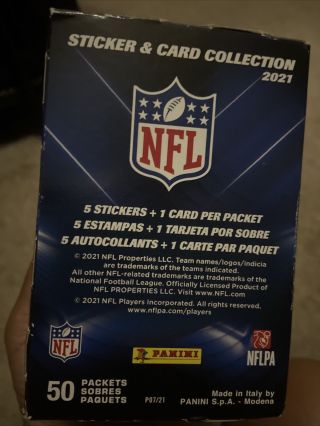 Panini NFL Football Sticker Box 2021 - 50 Packs With 250 Stickers,  Album 2
