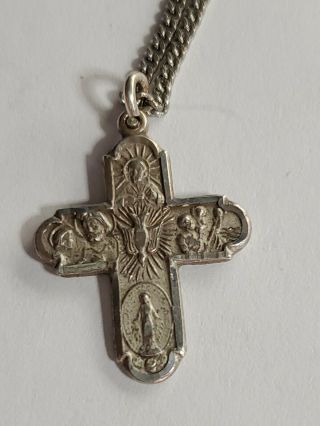 Vintage Bliss I Am A Catholic Three Saints Sterling Rosary Cross