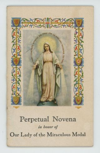1954 Paper Pamphlet Perpetual Novena Lady Of The Miraculous Medal Religious Vtg.