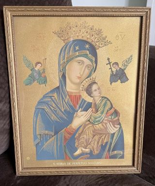 Vintage Religious Framed S.  Maria De Perpetuo Succursu Print Framedp 8 X 10