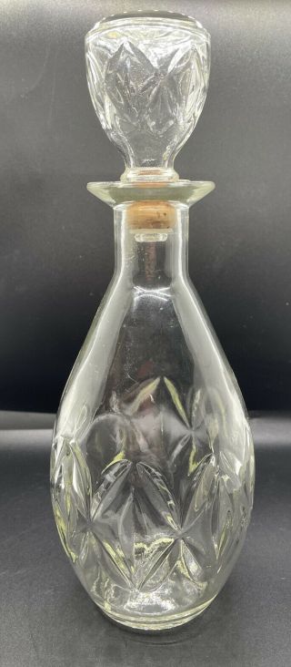 Vintage Cut Glass Liquor Bottle Whiskey Decanter With Cork Stopper (65 69)