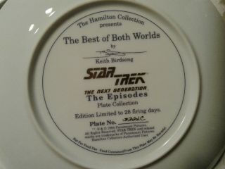 The Best of Both Worlds Star Trek Next Generation Episode Collector Plate 3322C 3