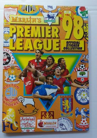 Complete Album 1998 Premier League Merlin,  Hardback Football Soccer Stickers