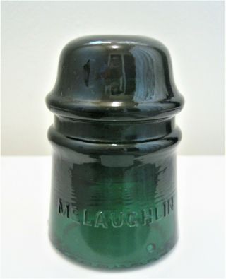 Vintage Mclaughlin No.  16 - Dark Green Glass Electric Insulator