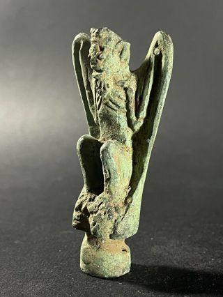 ANCIENT LURISTAN BRONZE IDOL STATUETTE OF WINGED BEAST MARKINGS ON BASE 1000BC 2