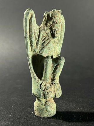ANCIENT LURISTAN BRONZE IDOL STATUETTE OF WINGED BEAST MARKINGS ON BASE 1000BC 3