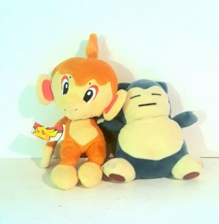 ☆ 2007 Pokemon Chimchar & Snorlax Mini Plush Jakks Nintendo Video Games Toys