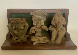 3 Pre - Columbian Mexico Mayan Inca Aztec Figurine 7 3/4” X 3 3/4”