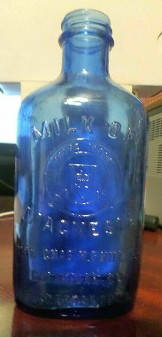 Phillips Milk Of Magnesia Cobalt Blue Glass Bottle 5 Inch Vintage Antique
