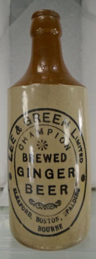 Lee & Green Sleaford,  Boston,  Spalding Antique Crown Top Ginger Beer Bottle