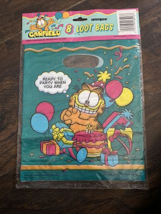 Vintage 1978 Garfield Loot Bags,  Garfield Party Gift Bags,  8 Pack,  Unique