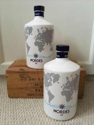 2 X Nordes Gin Bottle Nordés Upcycle Wedding Craft Collectors Map
