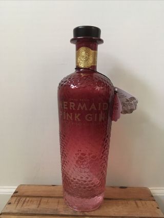 Mermaid Gin Bottle Empty 70cl Wedding Craft Collectors Upcycle Pink Glass
