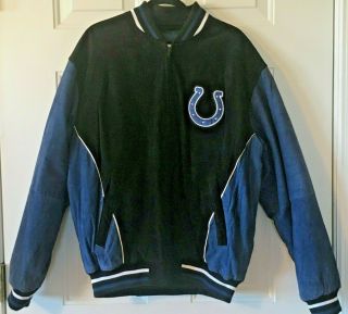 Indianapolis Colts G - Iii Sports Blue Suede Leather Varsity Jacket Men 