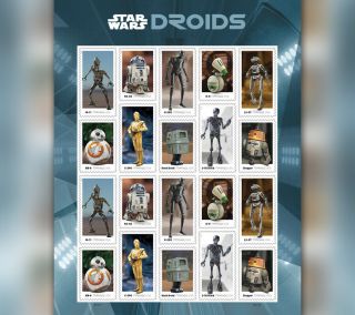 Usps Star Wars Stamps 2021 Droids Forever Full Sheet Of 20 Released/soldout 5/4