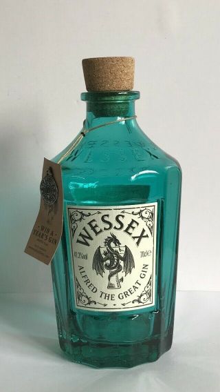 Wessex Alfred The Great Empty Turquoise Green 70cl Gin Bottle With Tag