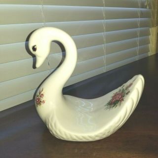 Vintage Athena Rose Rhapsody Swan Ceramic Towel Holder Rose Design Made In Usa