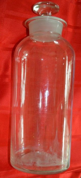 Antique Hand Blown Clear Glass Apothecary Rx Medical Pharmacy Jar Bottle
