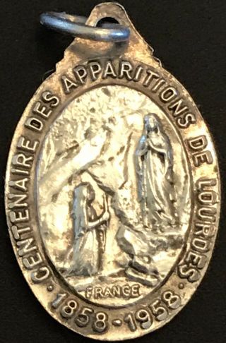 Vintage Catholic 1958 Centennial Of The Apparition Of Lourdes Medal France