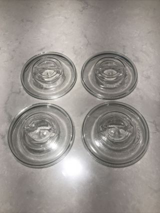 Set Of 4 Vintage Clear Glass Canning Mason Jar Lids Wire Bale Top Type 3 "