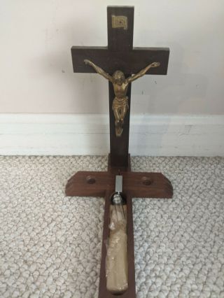 Vintage Two Piece 12 " X 7 1/2 " Sick Call Crucifix - -