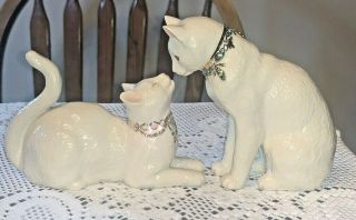 Lenox Cats Awake To A Kiss Both Wearing Sparkly Jeweled Collars