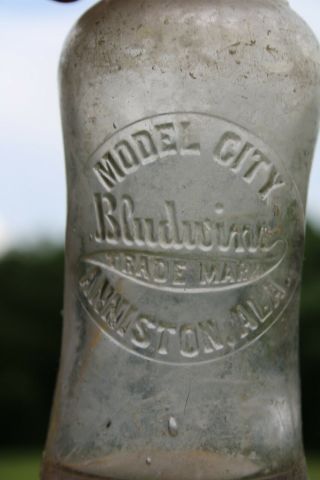 Model City Bludwine Anniston Alabama Embossed Circle Slug Bottle Ala Al Rare