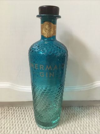 Mermaid Gin Bottle Empty 70cl Wedding Craft Collectors Upcycle Blue Glass