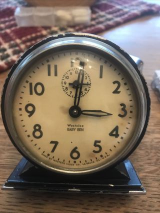 Vintage Westclox Baby Ben 6 - 1n Mechanical Wind Up Alarm Clock -