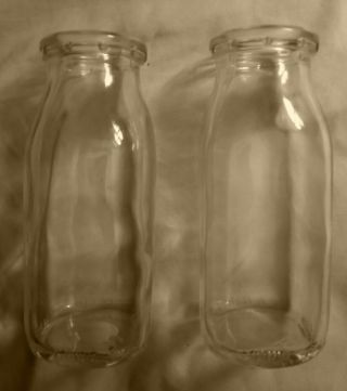 2 Vintage Duraglas Half Pint Glass Milk Bottles