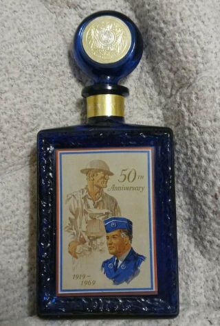 American Legion 50th Anniversary 1969 J.  W.  Dant Ky Bourbon Cobalt Blue Decanter