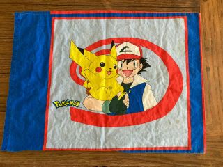 Vintage Pokemon Pillow Case 1998 Nintendo Pikachu Ash Double Sided Squirtle Usa
