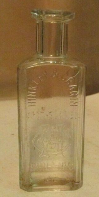 Antique Vintage Old Bottle Hinkley & Cragin Apothecaries Phillips,  Me