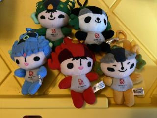 Beijing Summer Olympic 2008 Fuwa Mascot Charm Plush Figures (3 Inch)
