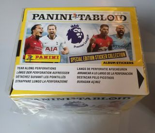 , Panini Tabloid Premier League Stickers Full Box Of 50 Packs.