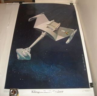 Rolled 1976 Star Trek Klingon Battle Cruiser Art Poster John Carlance Artist