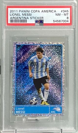 2011 Panini Copa America Lionel Messi Psa 8 Nrm - Mt Sticker 345 Low Pop
