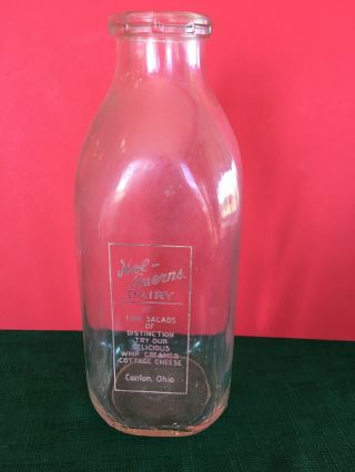 Hol - Guerns Dairy Canton Ohio Quart Antique Milk Bottle Vintage