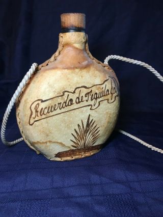 Vintage Leather Wrapped Tequila Bottle (empty)