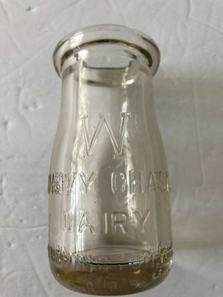 Chevy Chase Dairy,  Washington D.  C.  1 Gill Glass Milk Bottle,  Safe For Babies