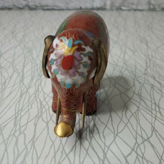 VINTAGE CHINESE CLOISONNE ELEPHANT FIGURINE GOLD AND BRASS ARTICULATING EARS 5 