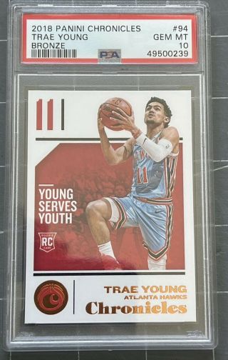 2018 Panini Chronicles Bronze Sp 94 Trae Young Rookie Rc Hawks Psa 10